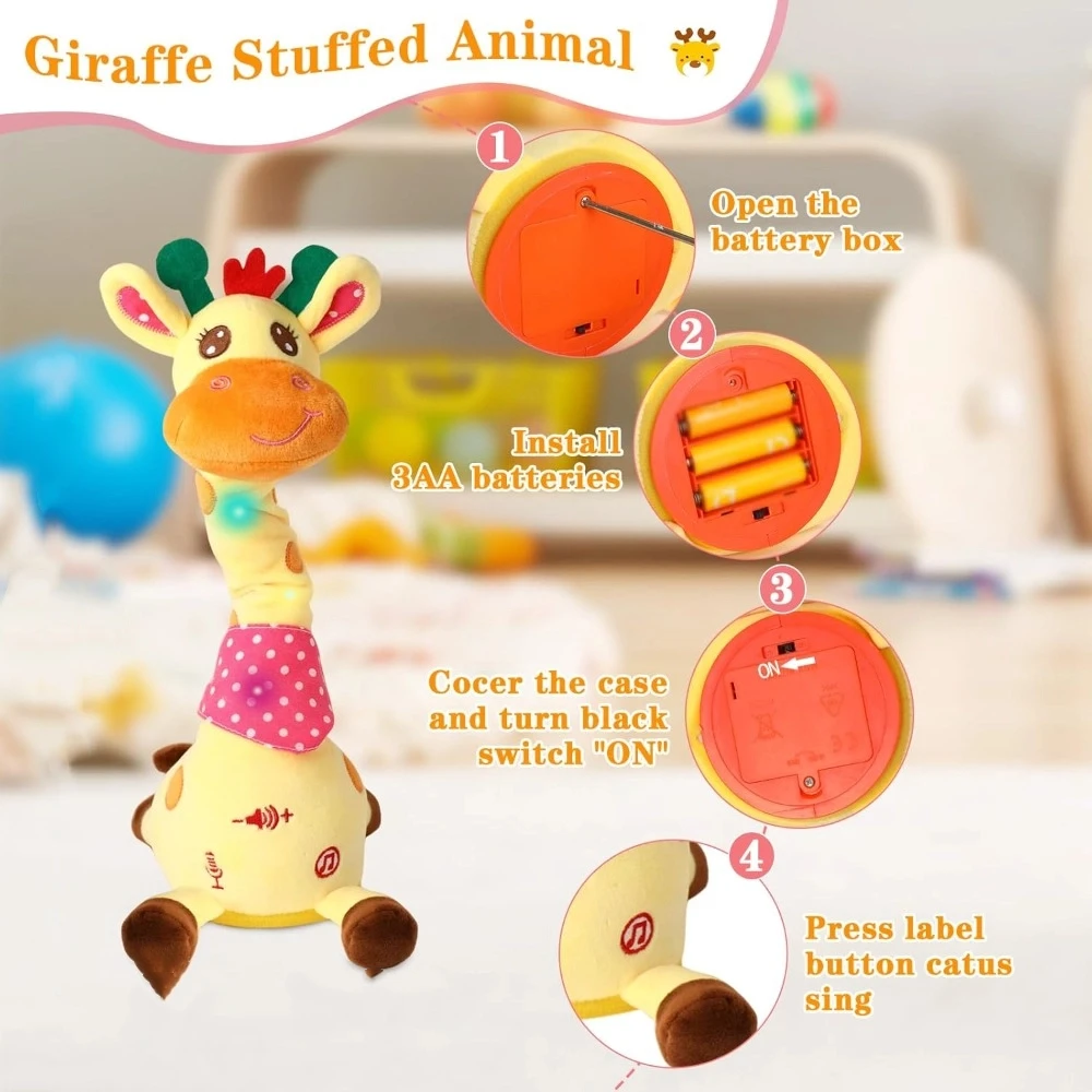 Talking Giraffe Plush – Repeats Your Voice, Dances, 10 Songs – image 2