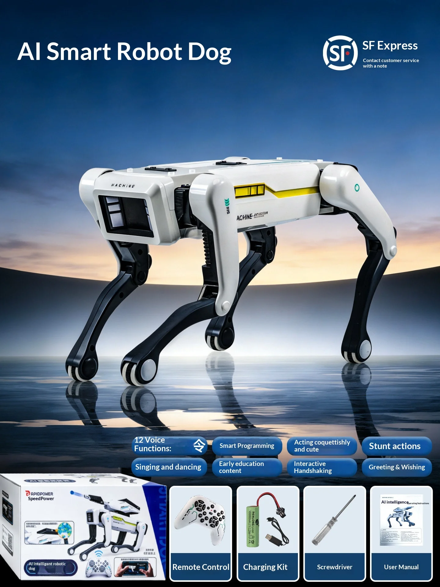 MACHINE Robot Dog with Mechanical Arm – Gripper, Voice Control, Screen Face – image 8