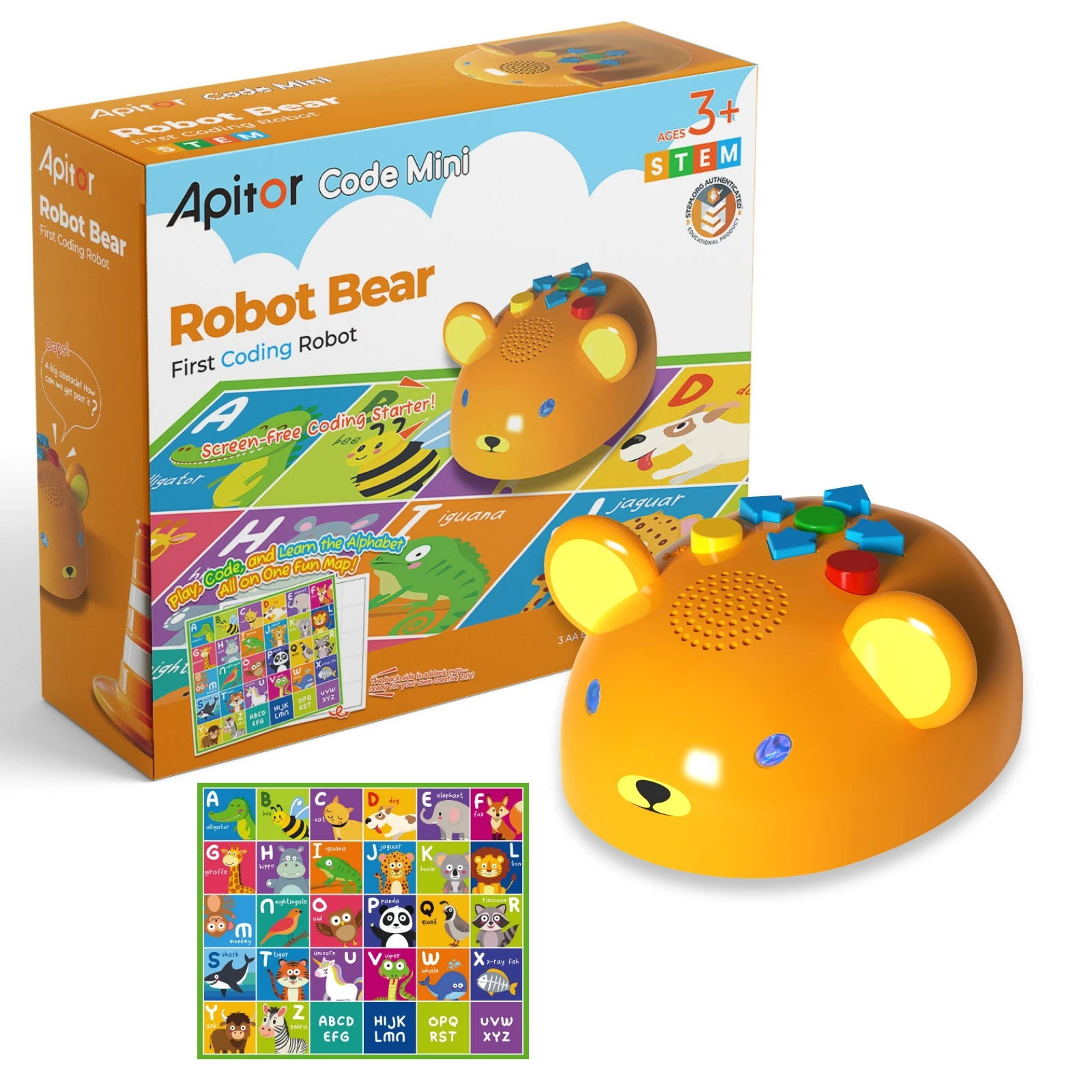Apitor Coding Robot Bear – Screen-Free STEM Toy, Ages 3–6