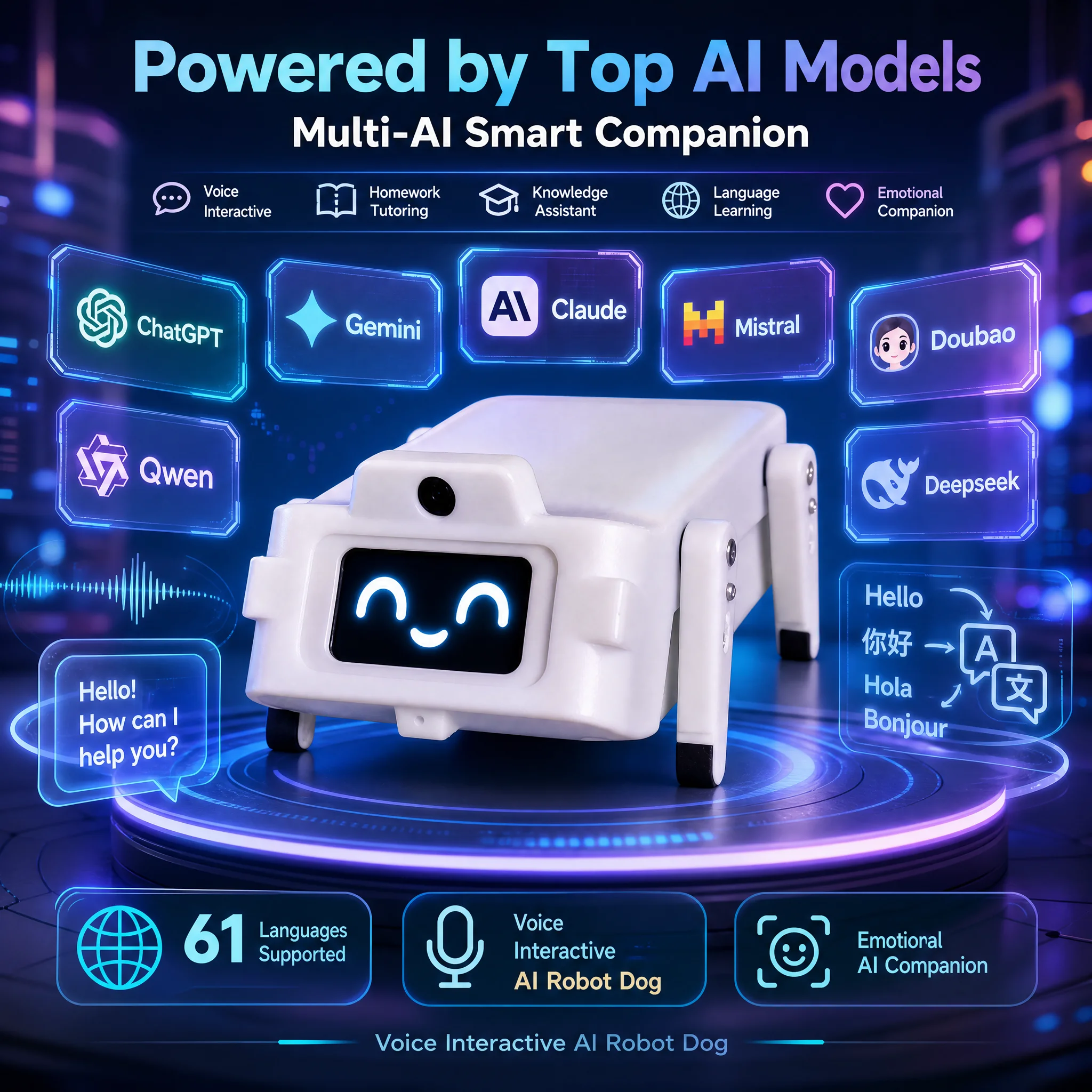 CLOUDRAKER AI Robot Dog – LLM Voice Companion, 12 Bionic Actions, 61+ Languages – image 2