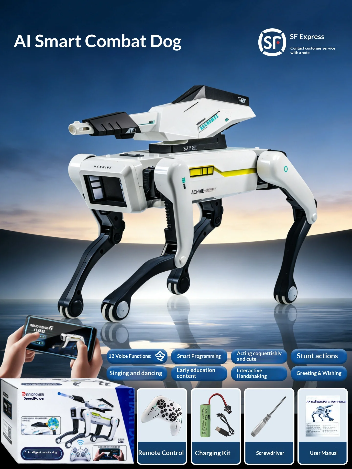 MACHINE Robot Dog with Mechanical Arm – Gripper, Voice Control, Screen Face – image 6