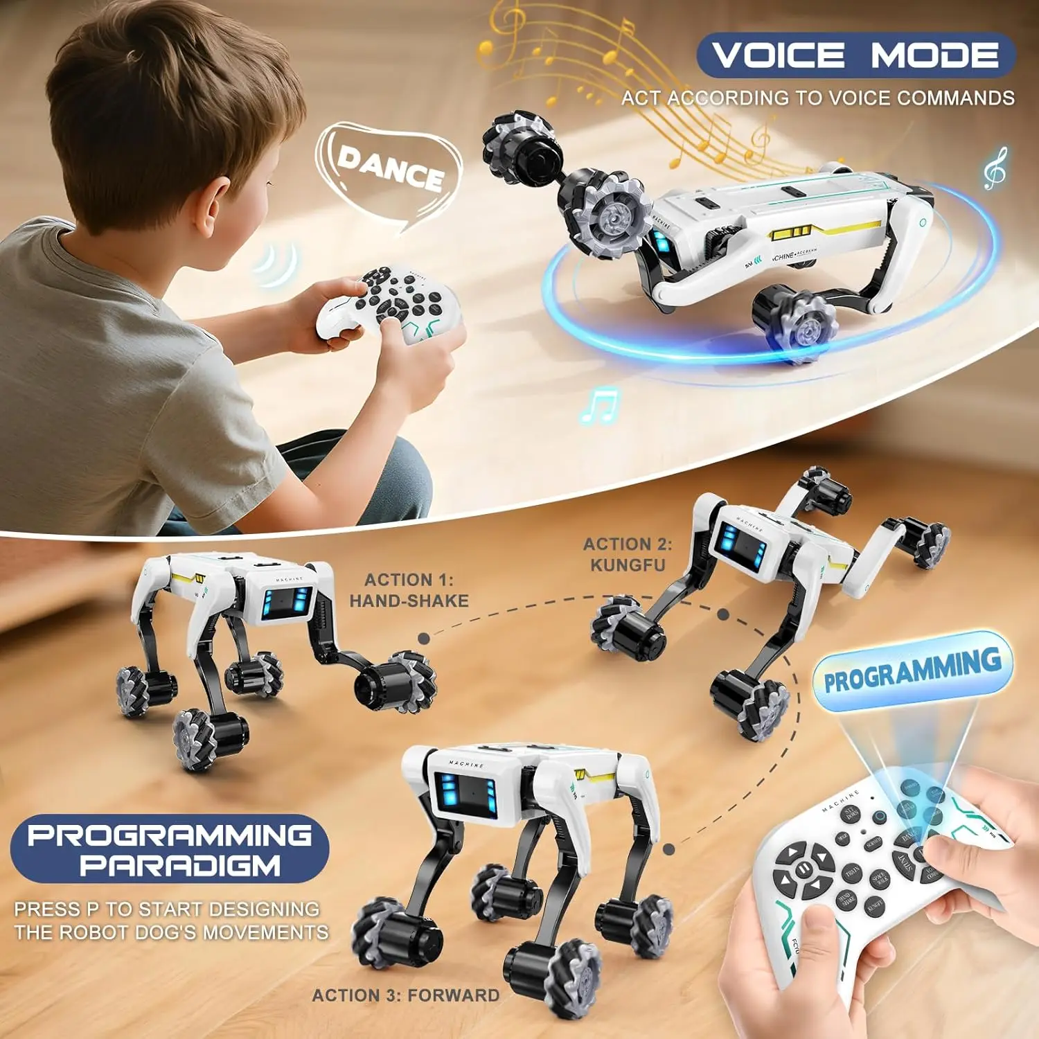 Smart Robot Dog – 30+ Moves, English Voice Commands, App & Remote, USB-C – image 2