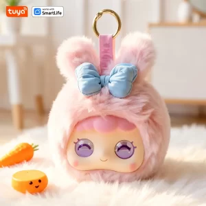 Rabbit Tuya AI Plush Robot – Interactive Eyes & Voice Control, Pink