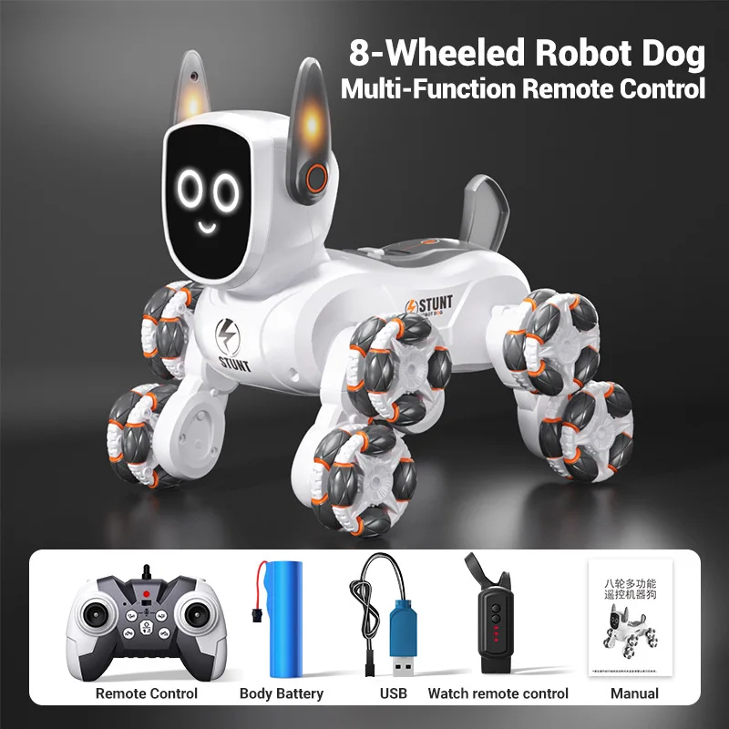 JJRC 8-Wheel Stunt Robot Dog – Gesture Sensing, 2.4GHz Remote, Silver – image 7