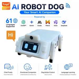 CLOUDRAKER AI Robot Dog – LLM Voice Companion, 12 Bionic Actions, 61+ Languages