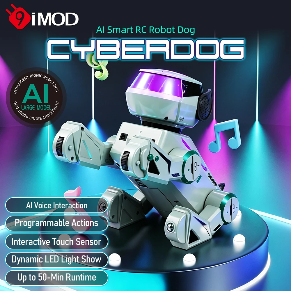 9IMOD AI Robot Dog – Multilingual Voice Chat, Touch Sensing, Stunts & LED Show