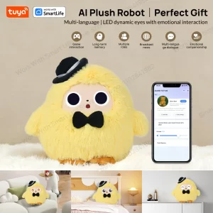 Yoyo AI Plush Robot – LED Eyes & Voice Control Companion