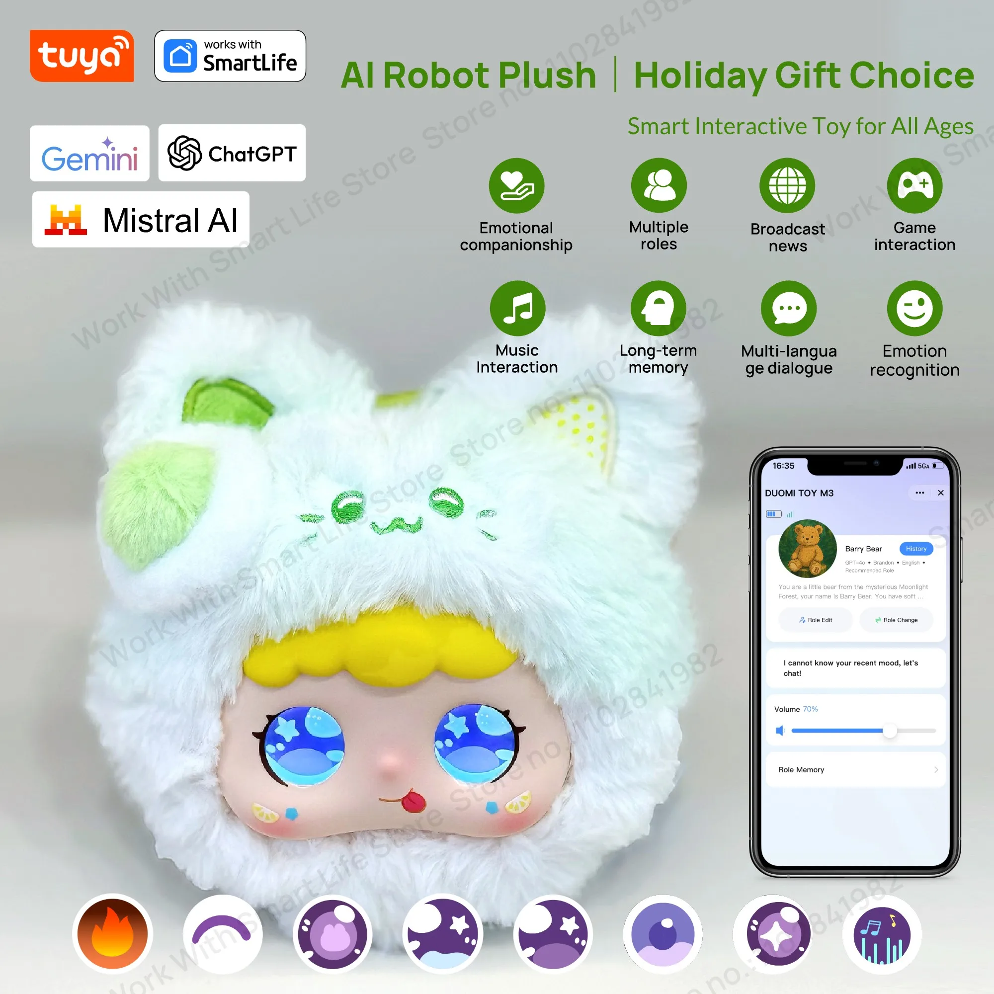 Green Grape Cat AI Plush – Tuya Smart Life Companion with Voice Chat & Memory – image 6