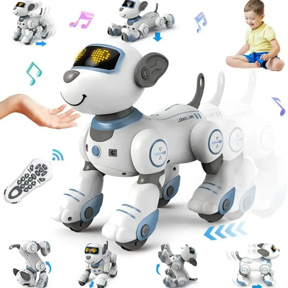 VATOS Interactive Robot Puppy – Chin Touch, Infrared Follow, 17 Functions, Programmable