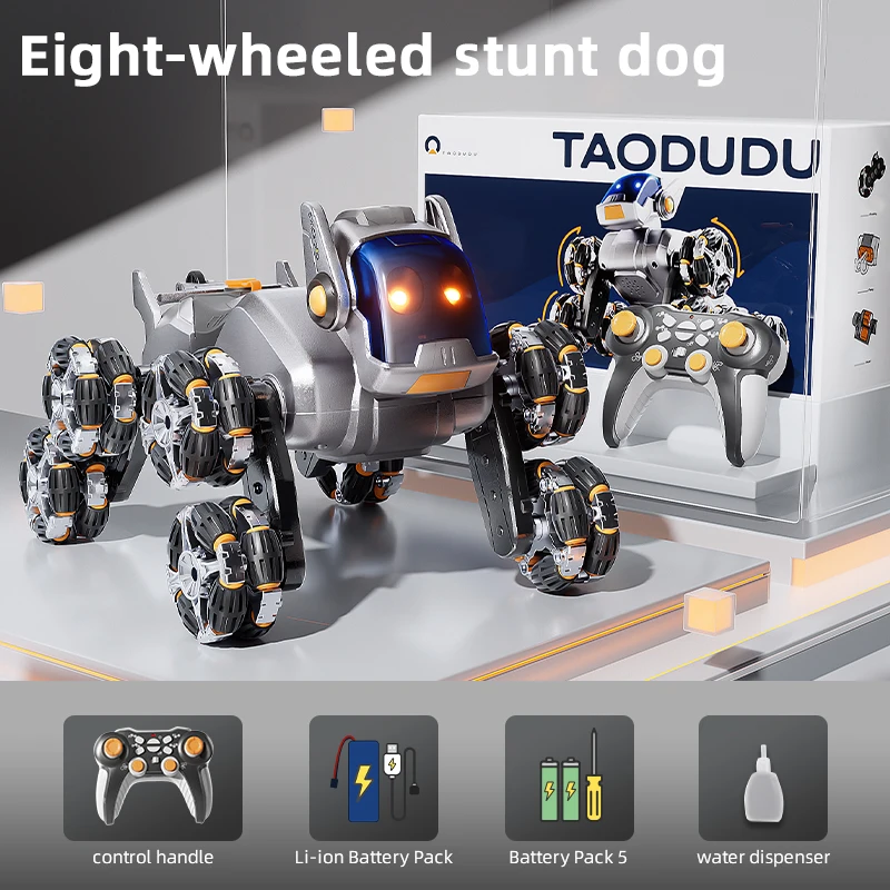8-Wheel Stunt Robot Dog – Tail Mist Spray, Four Skill Modes, Remote Control – image 7