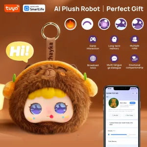 Capybara Tuya AI Plush Robot – 13-Language Voice Control, LED Eyes