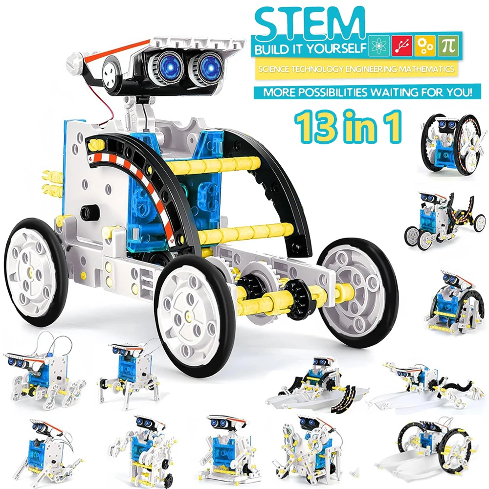 Solar Robot Construction Kit – Builds 13 or 25 Models, Battery-Free