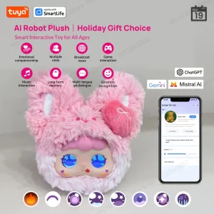 Lychee Pink Fox AI Robot Pet – Voice & Touch Interactive, Tuya App