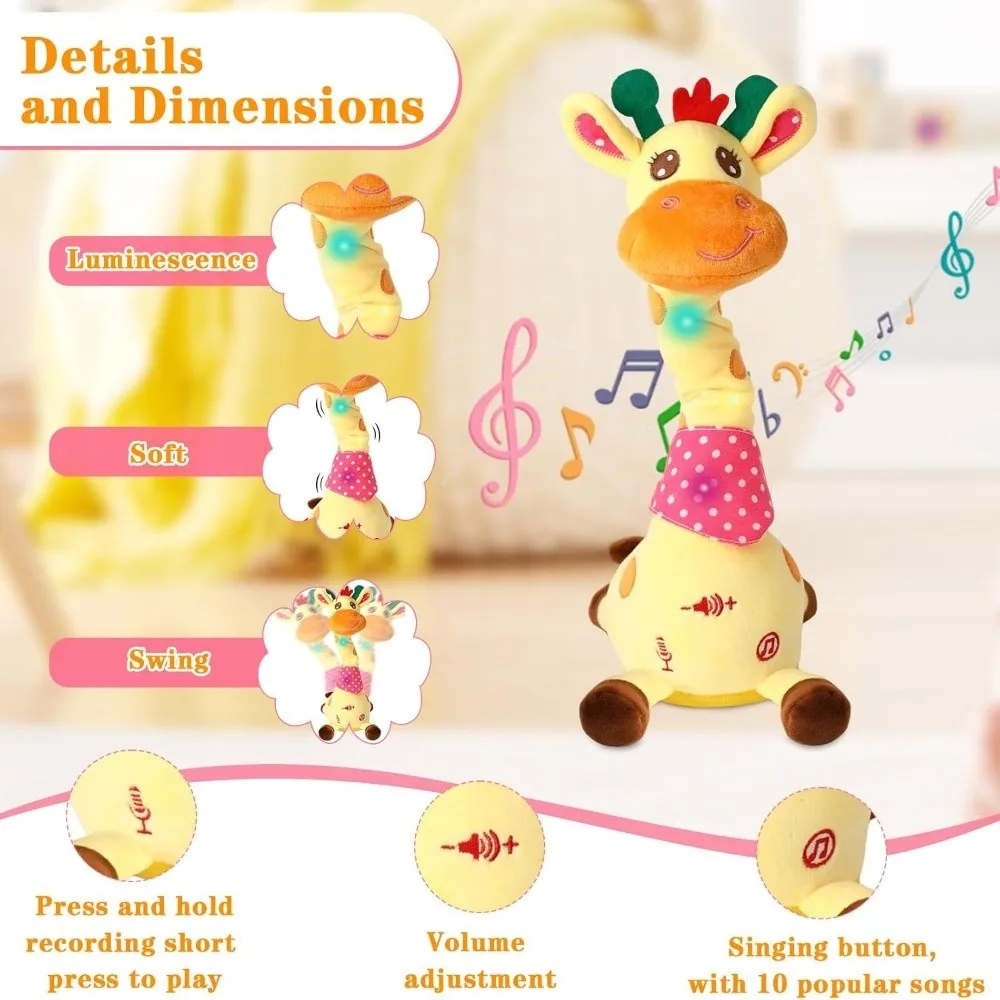 Talking Giraffe Plush – Repeats Your Voice, Dances, 10 Songs – image 4