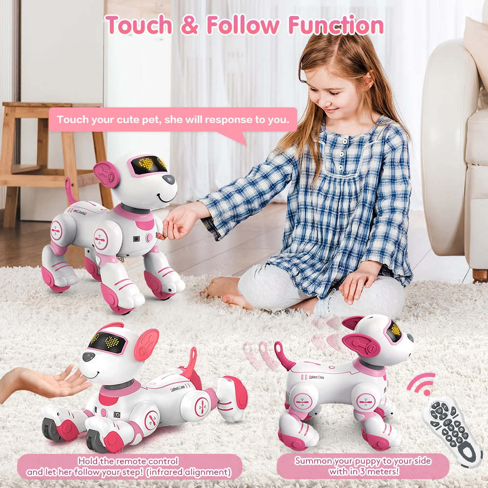 VATOS Interactive Robot Puppy – Chin Touch, Infrared Follow, 17 Functions, Programmable – image 3